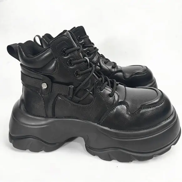 2025 Spring and Autumn New Men High-top Muffin Platform Short Explosion Increases Motorcycle Boots