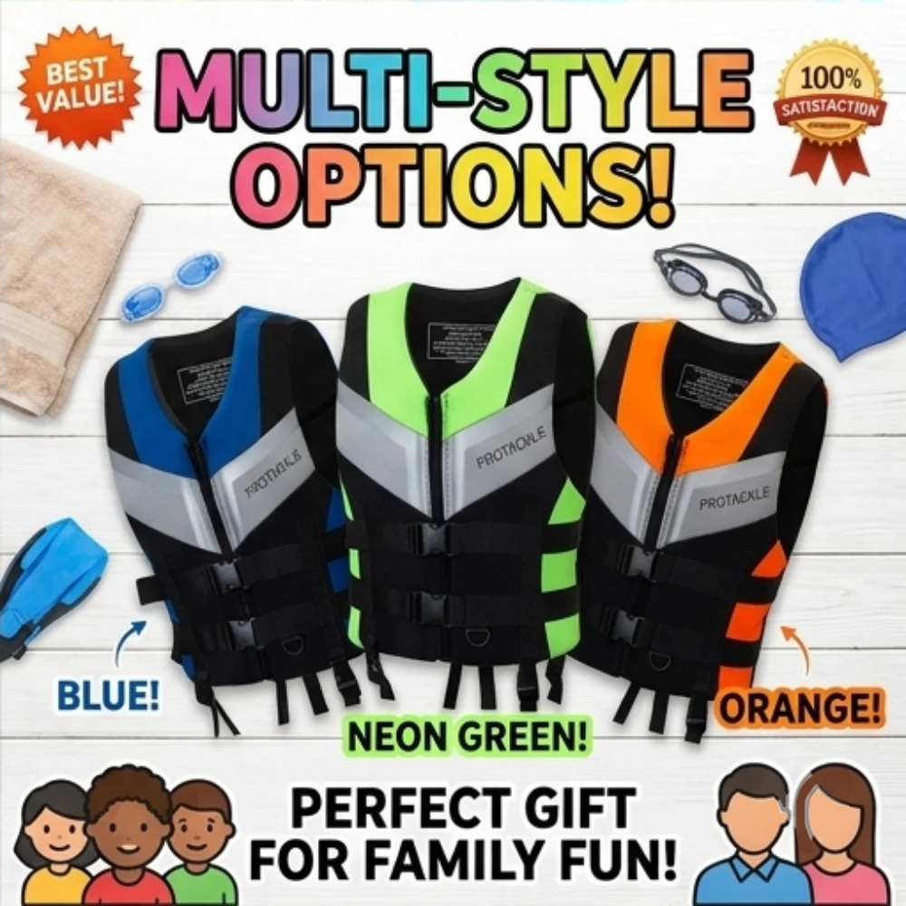 

Professional Water Sports Life Jacket For Adults And Children Adjustable Buckle Vest For Swimming Snorkeling Safety Aid 240D