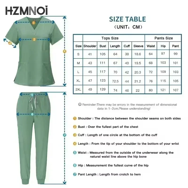 Uniformi da infermiera Donna Manica corta con scollo a V Top Scrub Pantaloni da jogging Scrub medico Set Donna Estate Casual Uniformi Clinicos Mujer