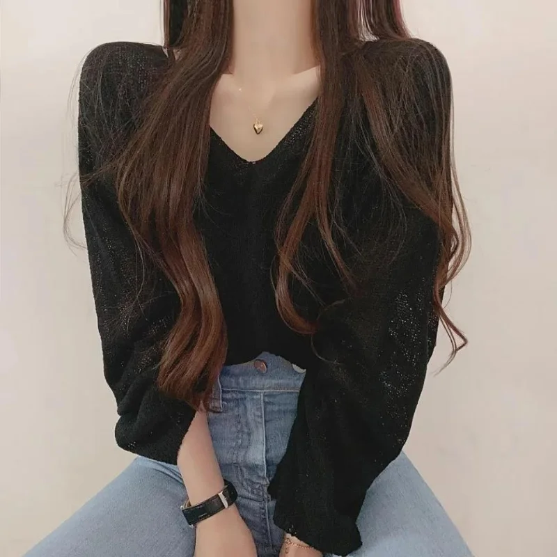 

Backless Pullovers Women S-6XL Bandage Summer Sun-proof Temperament Casual Fashion Ulzzang Chic Knitted Simple All-match Classic