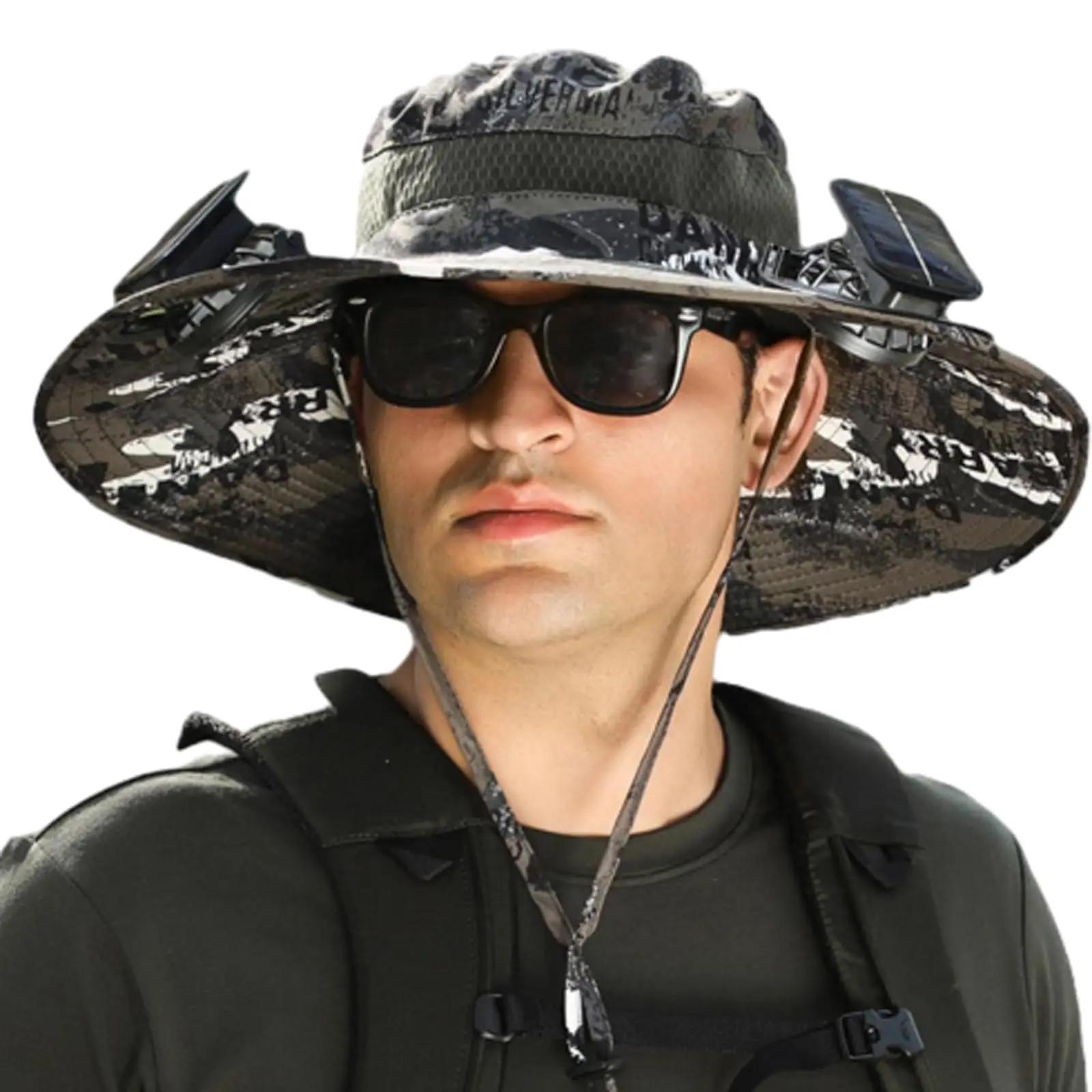 

2024 Solar Fan Outdoor Fishing Hat Fan Solar Charging Big Wind Summer Big Rim Sunblock Hat Male Visor Fisherman Hat Quick Dry