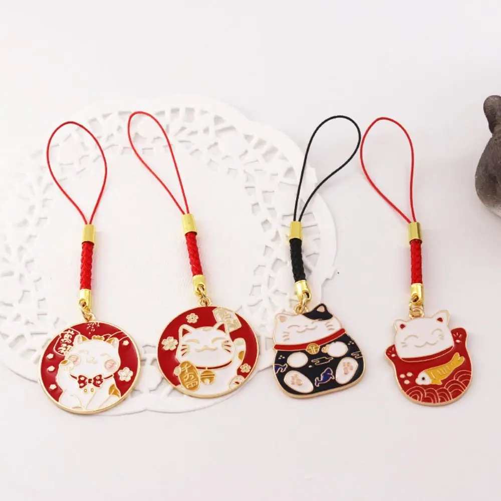 Anti-drop Collection Guofeng Tag Pendant Fortune Cat Keychain Mobile Phone Lanyard Lucky Cat Phone Pendant Mobile Phone Straps