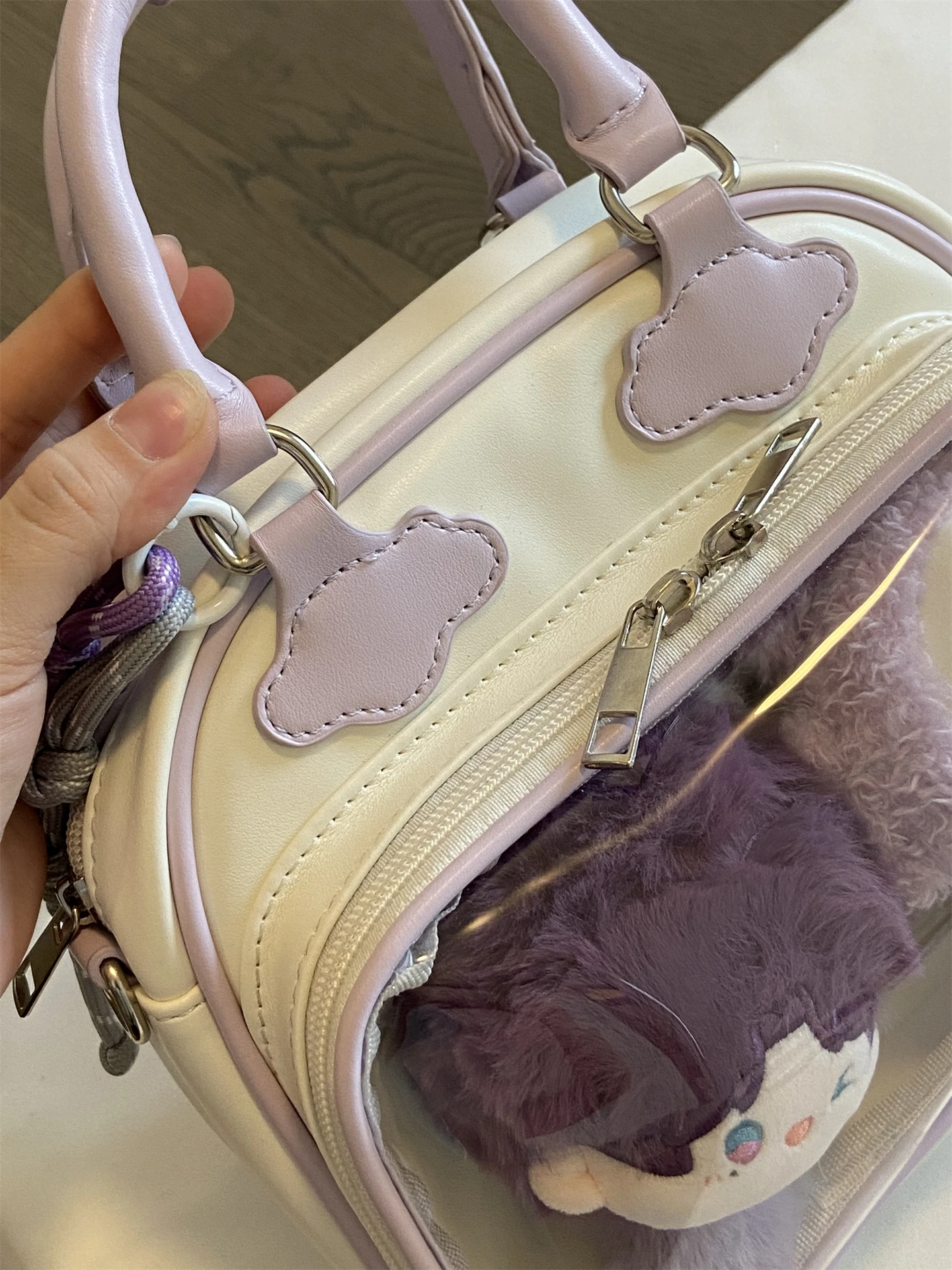 2025 Summer New Japanese Original Purple Small Capacity Transparent Pain Bag Cute 10cm Baby Bag Commuter Student Messenger Bag
