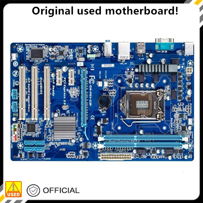 

H61 GA-P61-S3P P61-S3P Used Desktop Board H61 Slot LGA1155 DDR3 Motherboard SATA2 USB2.0 Support I3 I5 I7