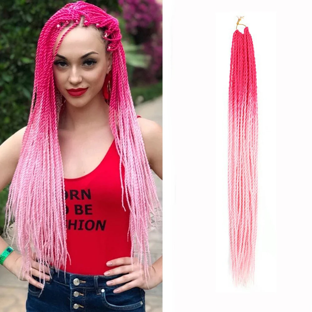 Senegalese Twist Synthetic Extensão do cabelo para meninas, peruca Dreadlocks, Ombre Crochet Tranças, Y2K 24 ", 30 Raiz por pacote