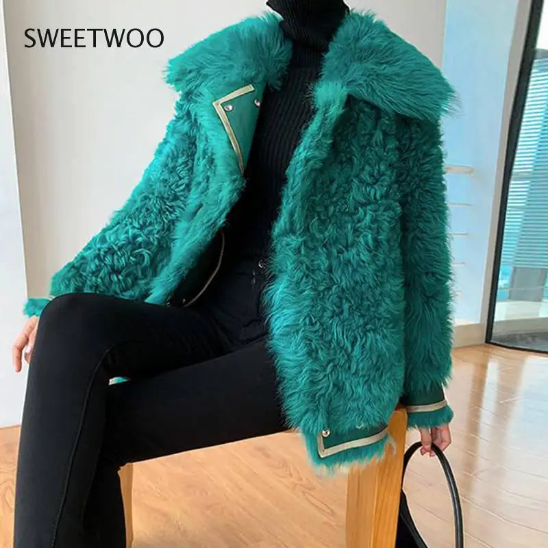 

Faux Fur Sheepskin Coats for Women Winter Fashion Wool Coat Female Warm Turn Down Collar Outwear Sheep Shearing New Jacket 2022