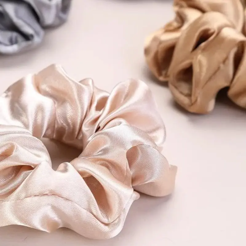 12pcs New Satin Fabric Sausage Loop Hair Rings Set Solid Colour Fabric Loop Hair Rope