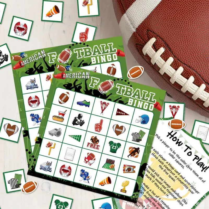 Football Bingo Game Football Activities Calling Card Set Football Bingo Board Game Card Football Themed Challenge Game Decks