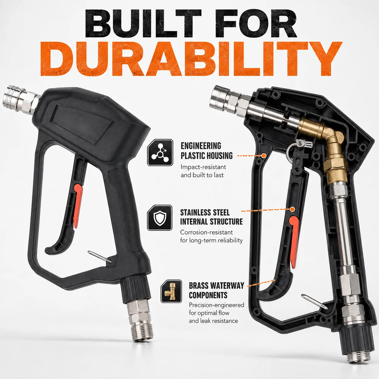 5000 PSI Short Pressure Washer Gun, M22-14 Inlet 1/4 Quick Connect Power Washer Spray Gun for Car Wash Foam Cannon