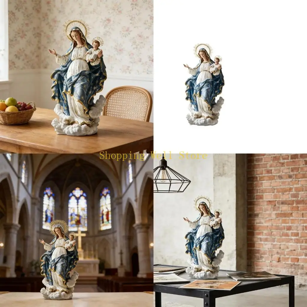 uio Christian Religious 2D Flat Acrylic Holy Mother with Baby Figurine Christmas Home Decoration Ornament Spiritual Gift