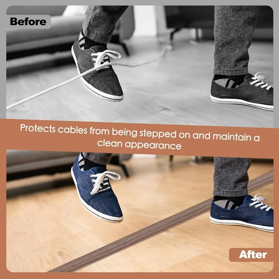 غطاء سلك أرضي للأسلاك على الأرض سلك ذاتي اللصق مخفي أغطية أسلاك إدارة الكابلات الأرضية لحماية الحبال تمنع الكابينة #4
