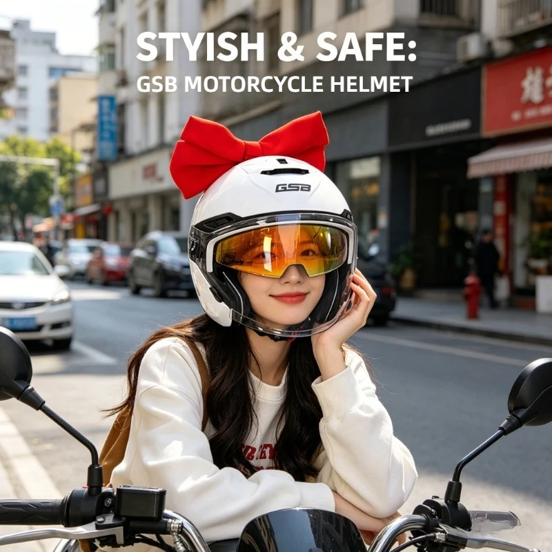 

GSB 3/4 Open Face Motorcycle Helmet Dual Lens Sun Visor Breathable Spring Summer Motorbike Scooter Helmet for Men Women