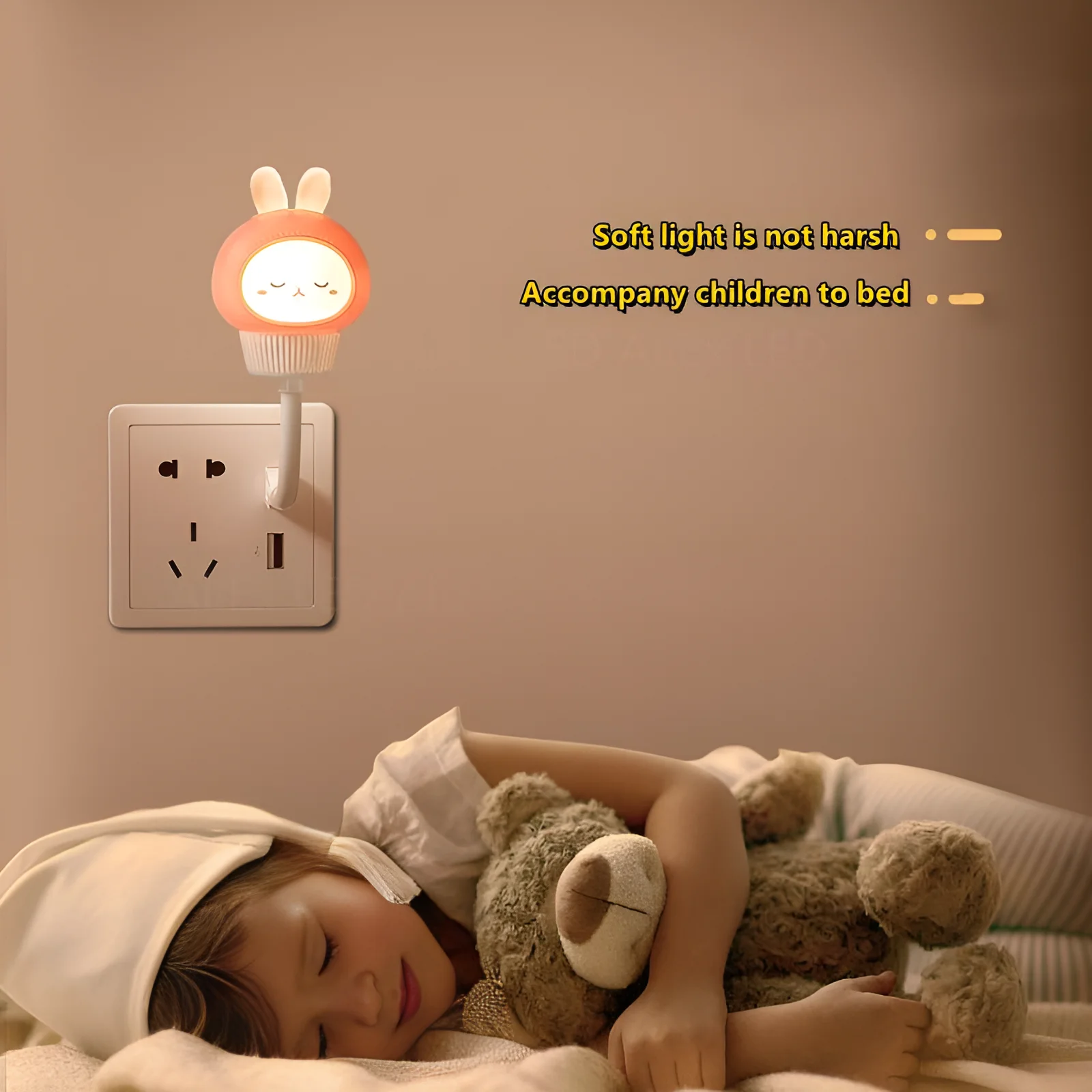 Luz de noche LED USB, lámpara de noche de dibujos animados, Control remoto para bebé, decoración de dormitorio de niños, lámpara de mesita de noche,