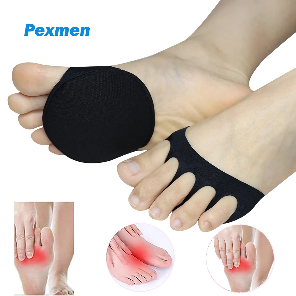 

Pexmen 2Pcs/Bag Five Toes Forefoot Pads Women Half Insoles Metatarsal Pads Ball of Foot Cushions for Prevent Pain and Discomfort