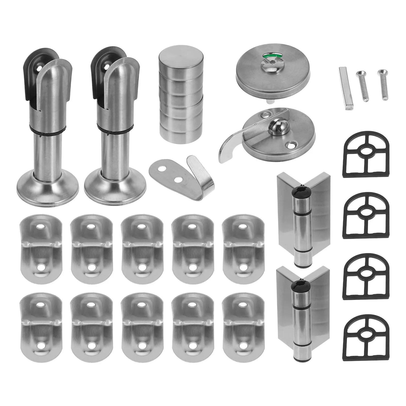 

1Set Premium Stainless Steel Bathroom Partition Fittings Public Restroom Toilet Partition Parts Support Hinges Lock Kit