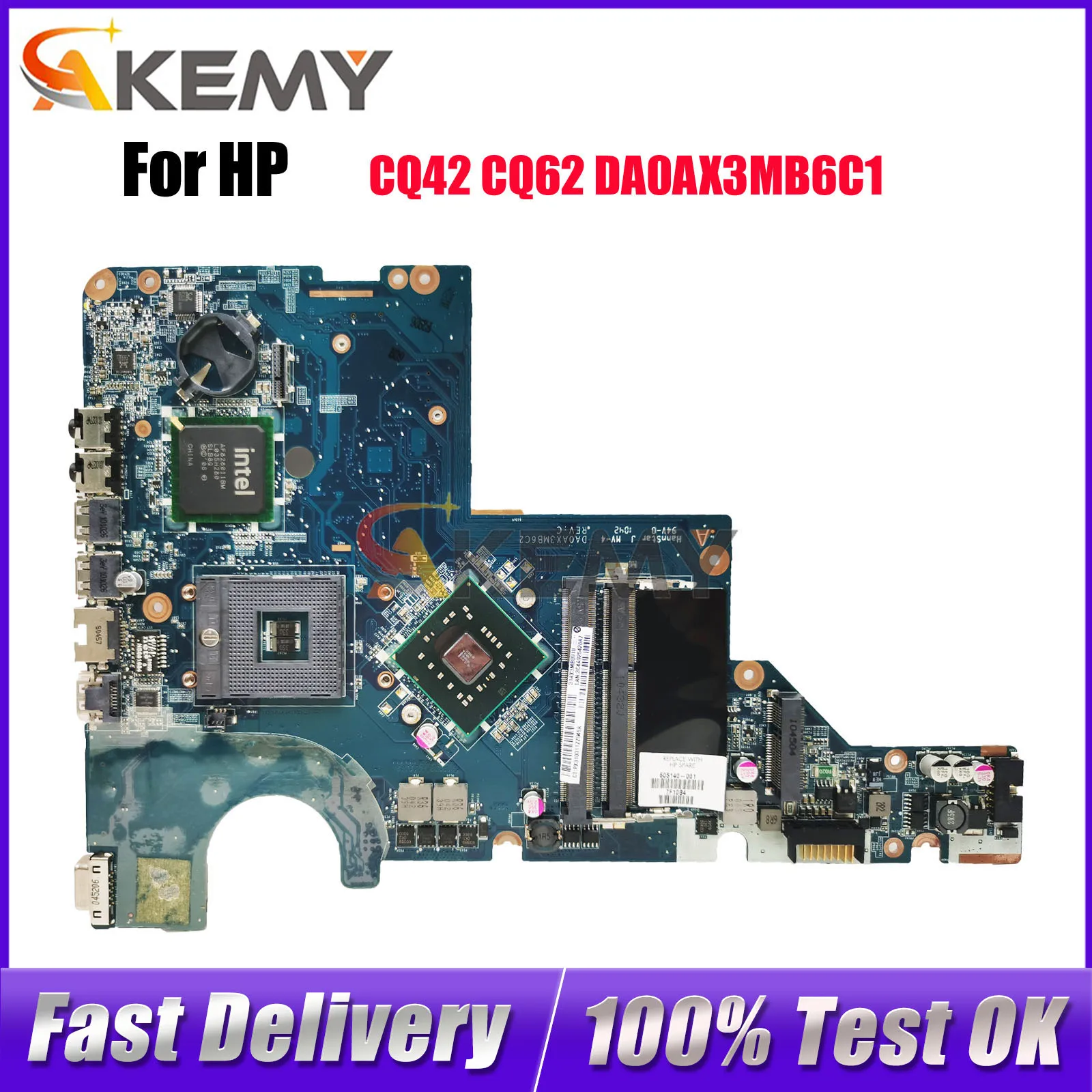 

DA0AX3MB6C1 для HP G42 G62 CQ42 CQ62, материнская плата для ноутбука 605140-001, чипсет PGA478 GL40 DDR3, 100% полностью протестировано