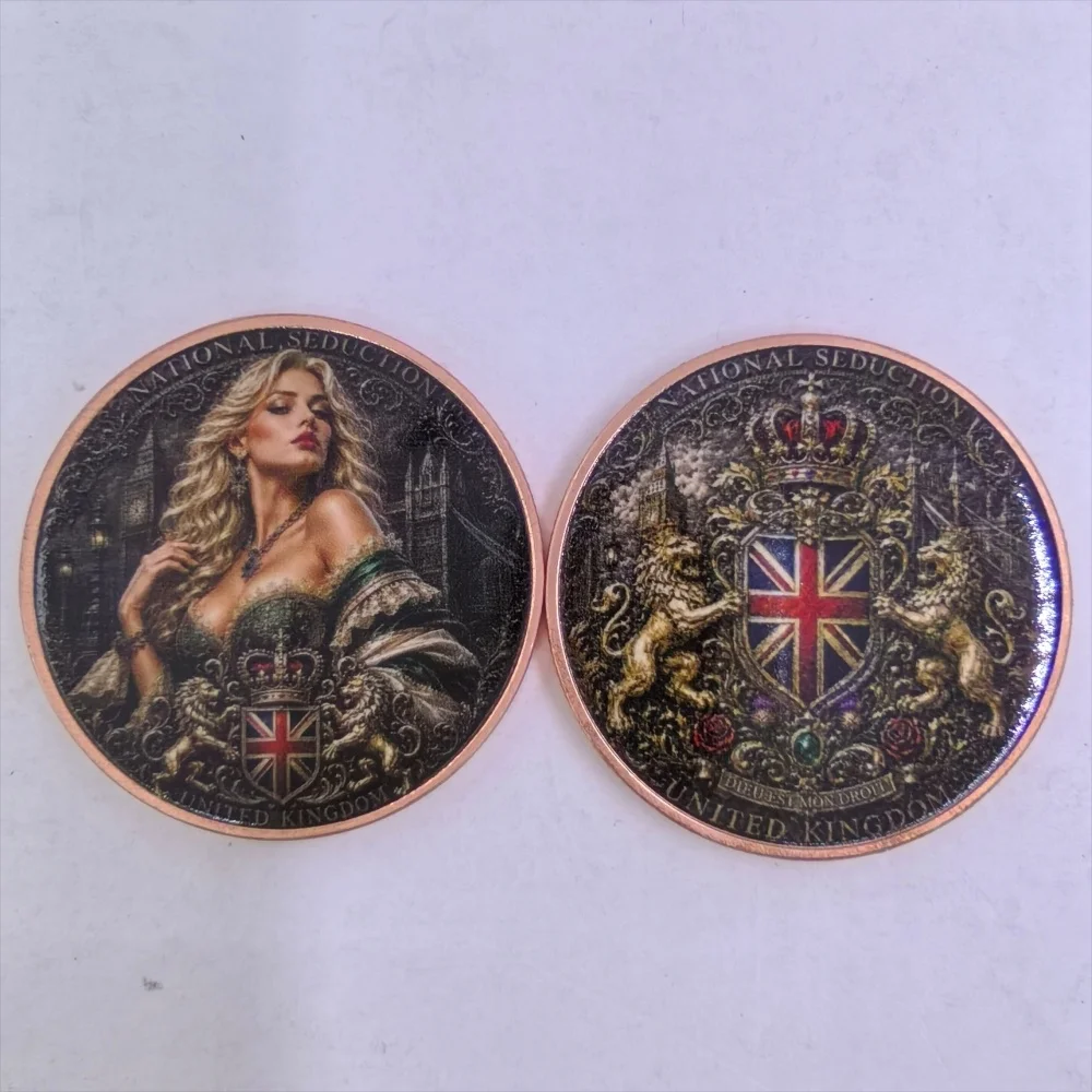 1oz .999 Copper Round UK Beauty Coin National Seduction Series Royal Dress Big Ben Colorized Art Collectible Desk Decor Gift