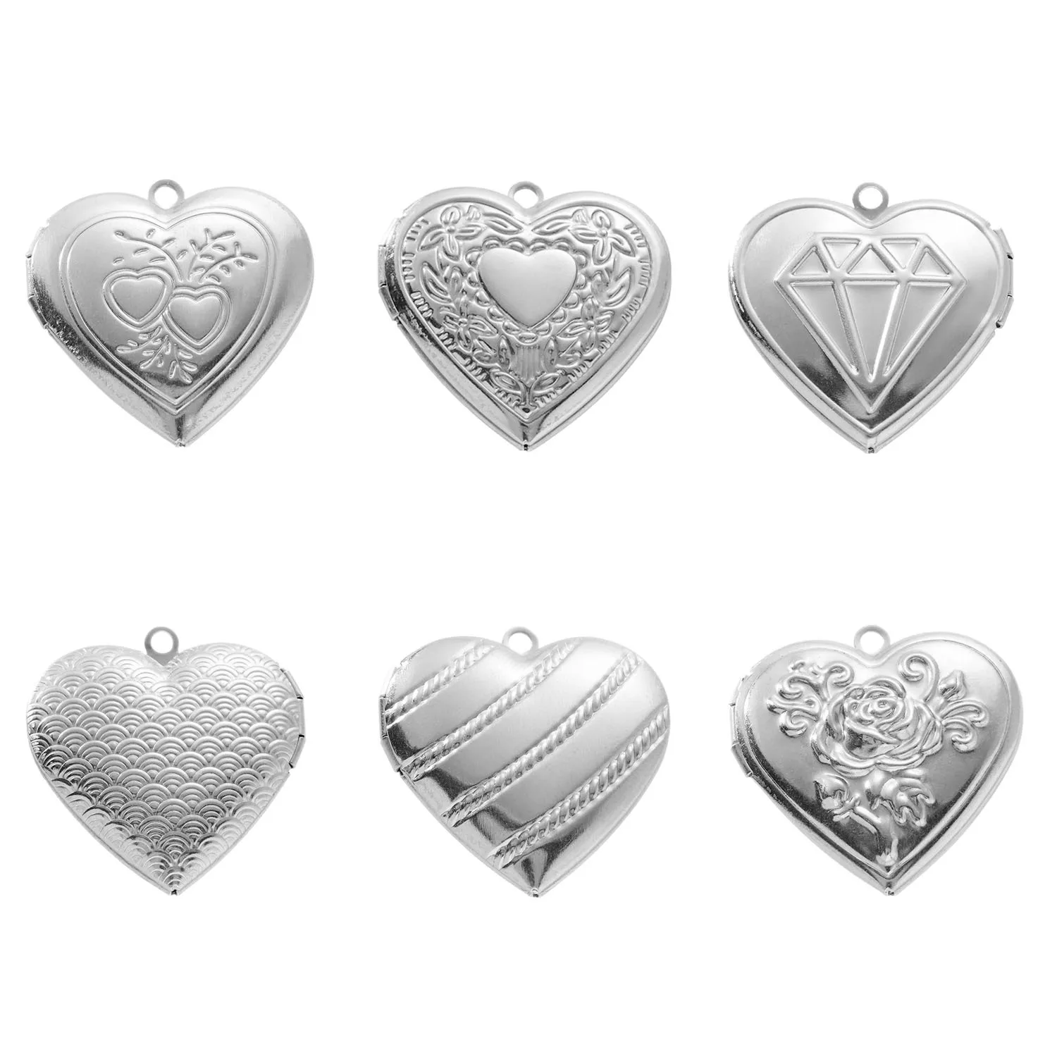 Stainless Steel Heart Locket Charms Openable Photo Picture Pendant DIY Jewelry Making Accessories Love Memory Couple Keepsake