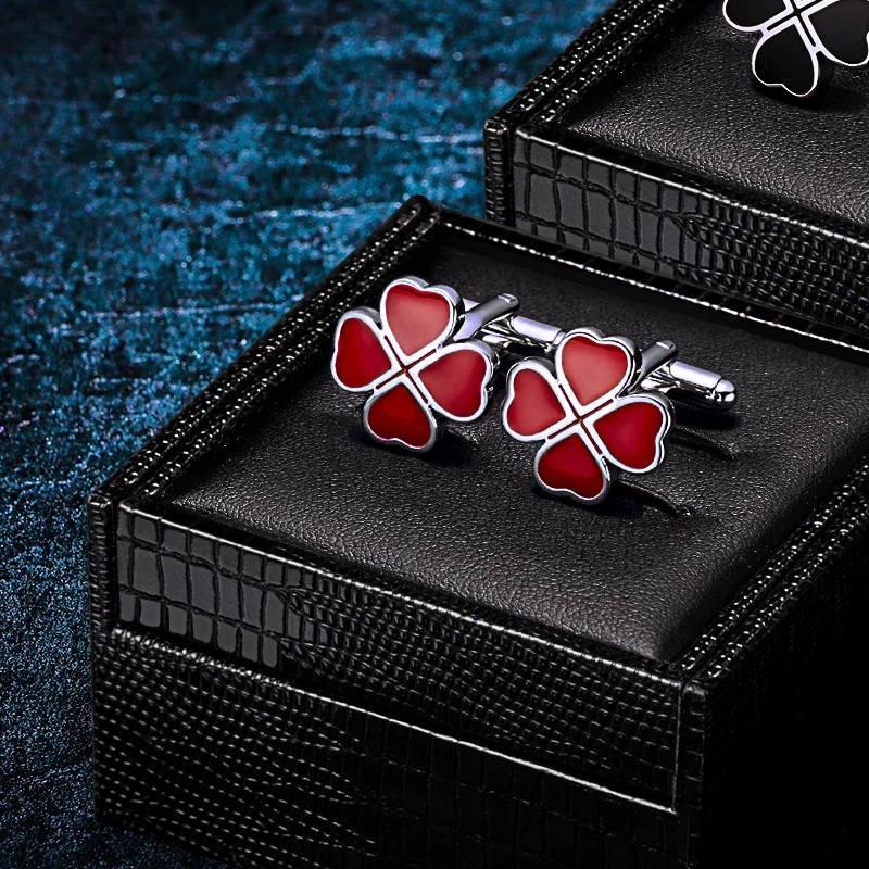 KFLK Jewelry French shirt cufflinks for mens Brand Black Clover Cuff links Wholesale Buttons Wedding High Quality Guests