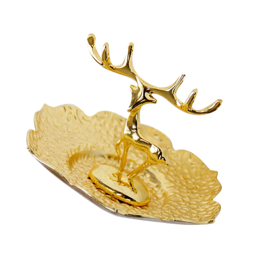 1Pcs Jewelry Storage Tray Deer Shape Copper Desktop Ornament Multifunctional Jewelry Rack Gift Decoration Deer Storage Tray