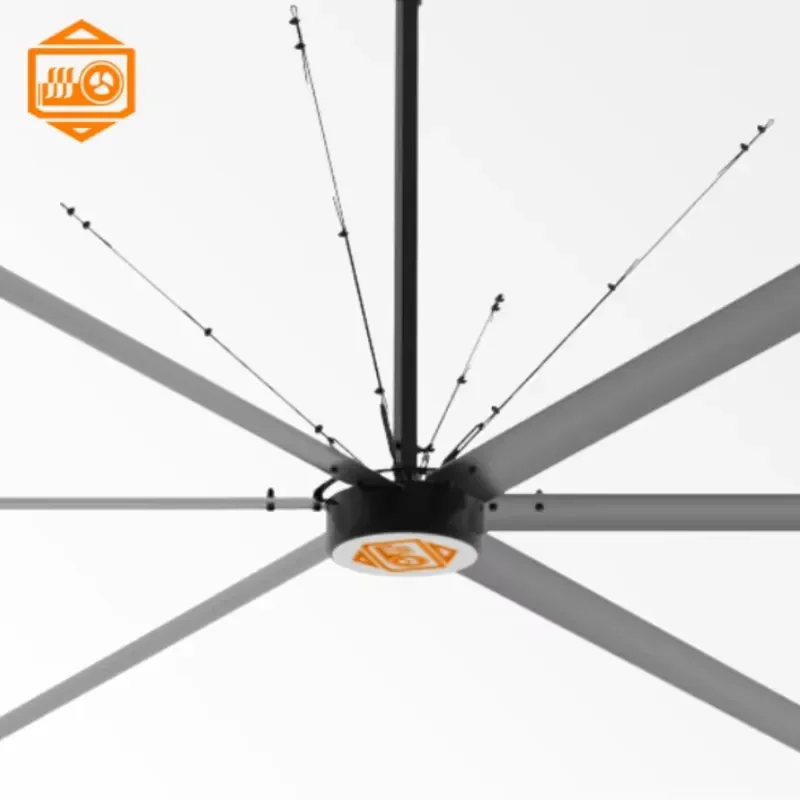 High Efficiency Electric Industrial HVLS Ceiling Fan Aluminum Permanent Magnet Synchronous Motor Low Noise 8-24 Ft for