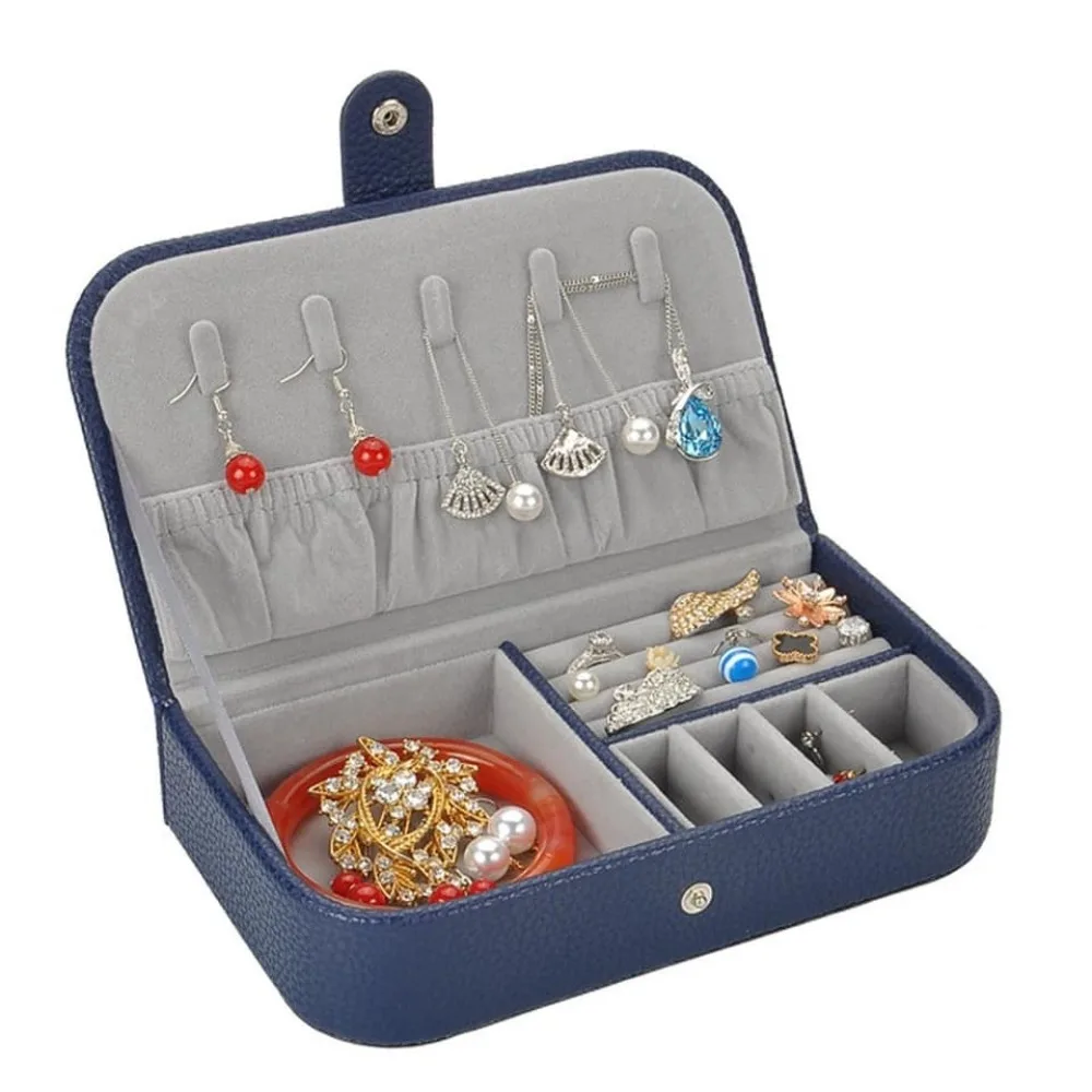 

Portable Travel Jewelry Organizer Box Earring Multi-functional Jewelry Storage Case PU Leather Container