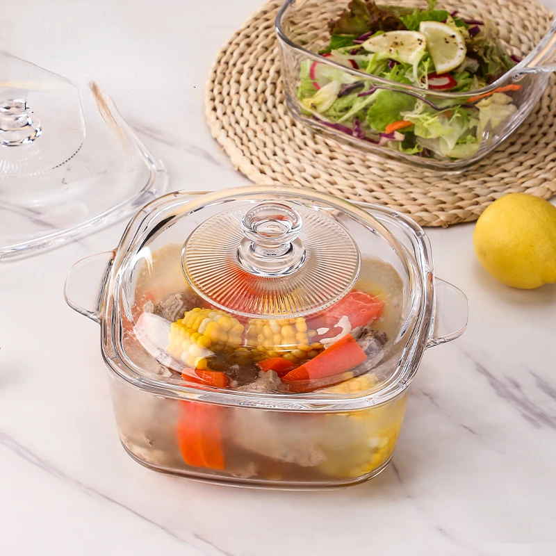 Multifunctional Cooking Pot with Cover, Large Glass Pot, High Temperature Resistant, Double Kitchen Pots, Large Capacity