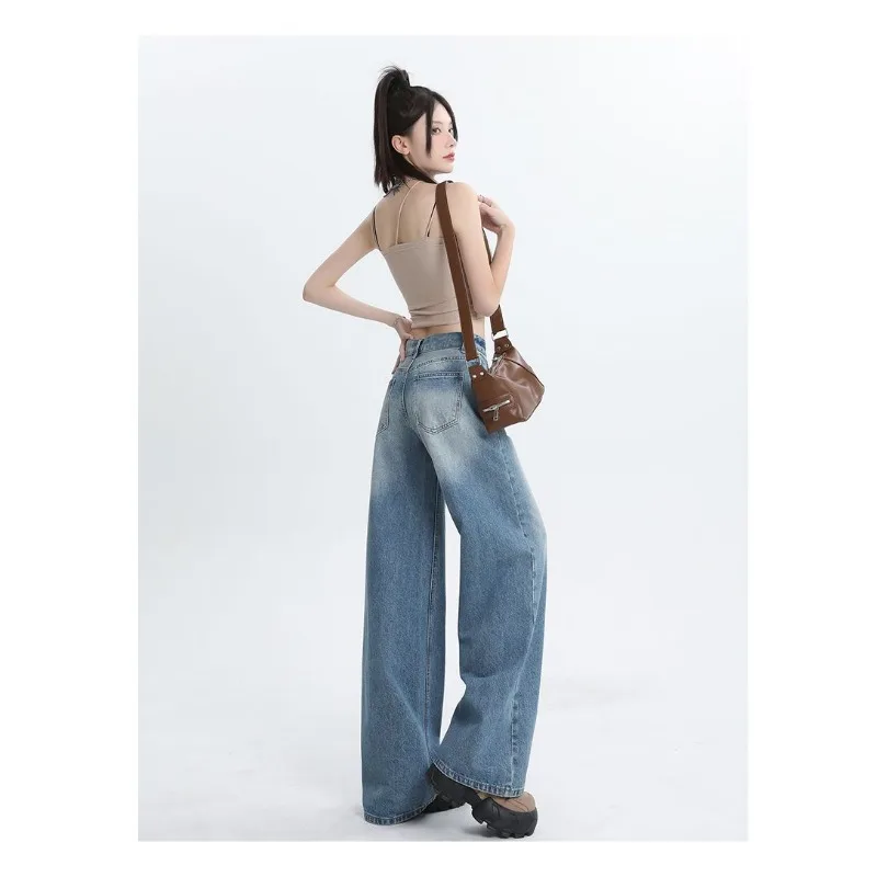 

Y2k High Waist Straight Leg Women Jeans Loose Fit Pants for Girls Comfortable Stretch Vintage Washed Trousers Y2k jeans