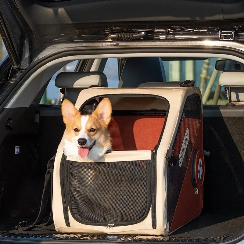 Quick Fold Portable Pet Carrier Dog Car Seat Crate Anti-Escape Pet Travel Kennel for Dogs Cats Outdoor Travel dog car seat cover
