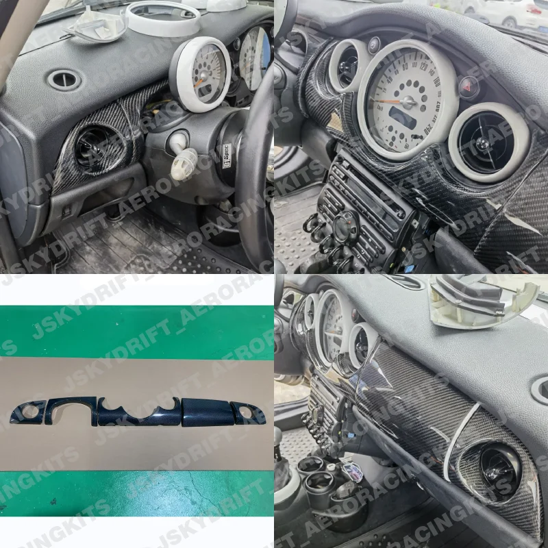 

For Mini Cooper R53 Carbon Fiber Interior dashboard Set Trim Replacement 5pcs