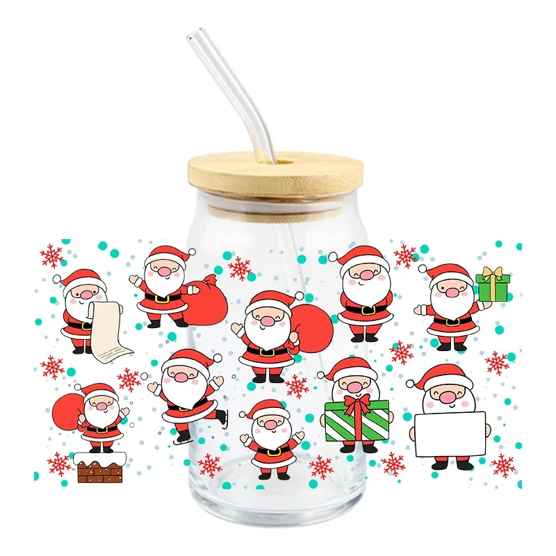 3D Fashionable Christmas Themem Series UV DTF Custom Transfer Sticker Wraps Cup 16 OZ Durable Adhesive High Quality DIY