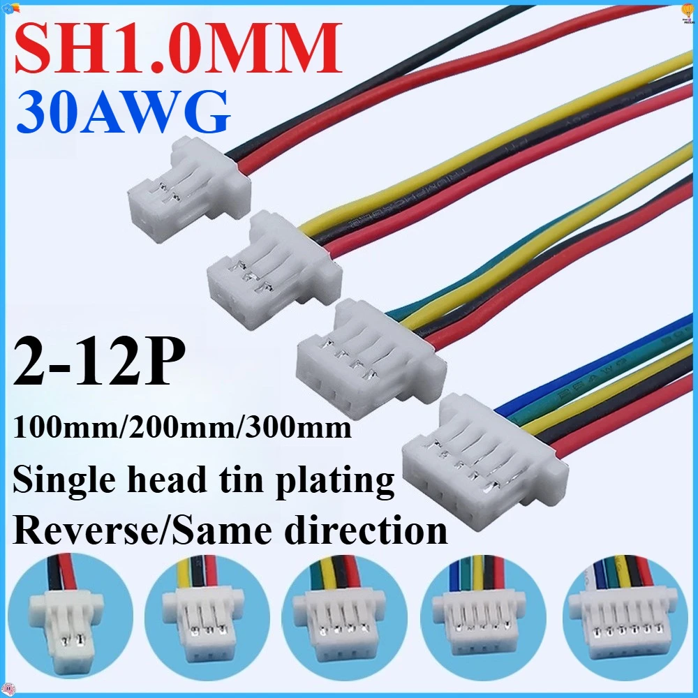 10PCS JST SH1.0mm Pitch Female Socket Terminal Plug Wire Connector SH 1mm 2 3 4 5 6 7 8 9 10 12Pin Electronic Wires Cable 30AWG