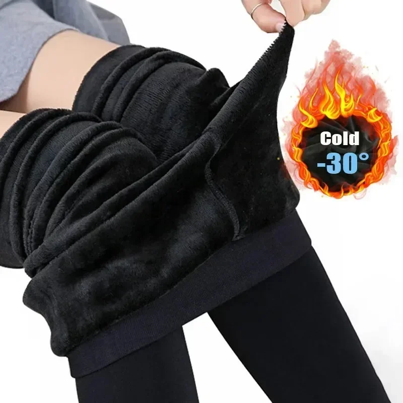 Winter Warme Panty Vrouwen Elastische Slanke Fleece Panty Panty Dikke Thermiek Hoge Taille Effen Kleur Legging Broek