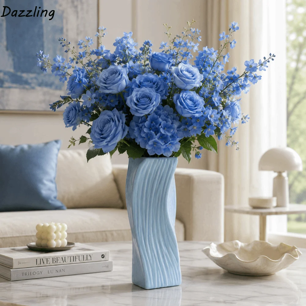 Twisted Design Flower Vase Home Decor Wave Pattern Hydroponic Bottle Plastic Nordic Style Irregular Vases Pots