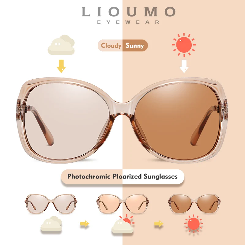 LIOUMO Luxury Sunglasses Women 2023 Polarized Photochromic Glasses For Ladies Fashion Anti-Glare Travel Eyewear zonnebril dames