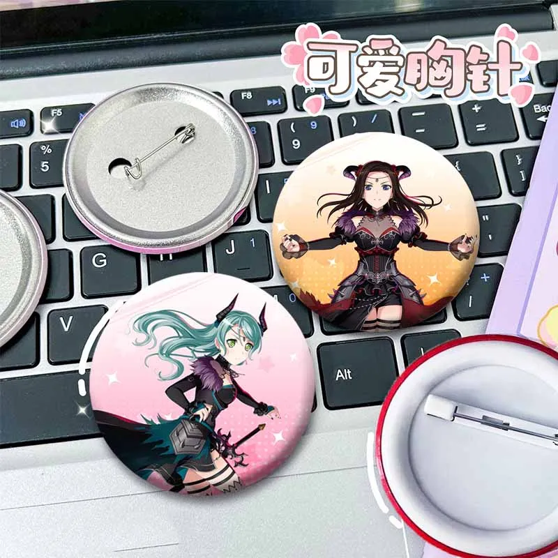 BanG Dream Game Badge Anime Poppin' Party Brooch Hanazono Tae Ushigome Rimi Cartoon Lapel Pins Backpack Hat Accessories Gifts