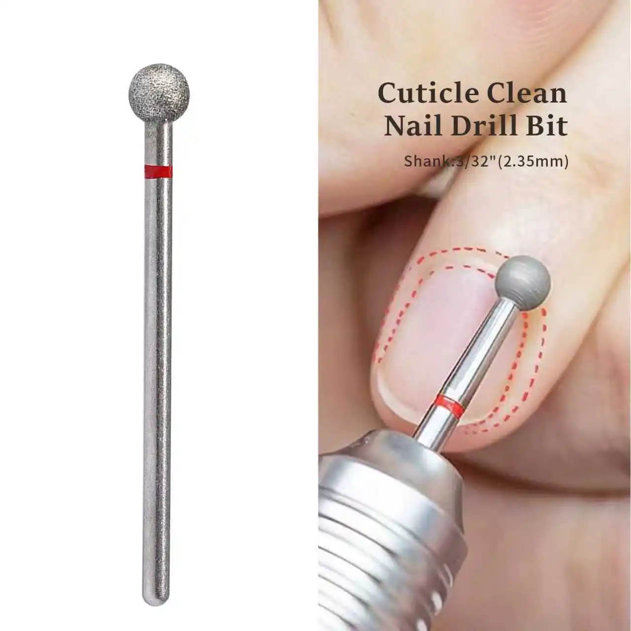 Spherical Nail Drill, a Nail Tool Accessory Suitable for Nail Trimming, Exfoliating, Electric Grinding, and Other Purposes