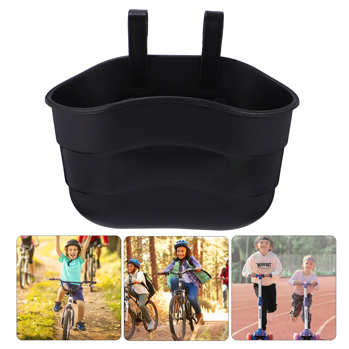 1Pcs Scooter Basket for Kids Portable Plastic Hanging Bike Basket Easy Install No Tools Required Front Handlebar Storage Gift