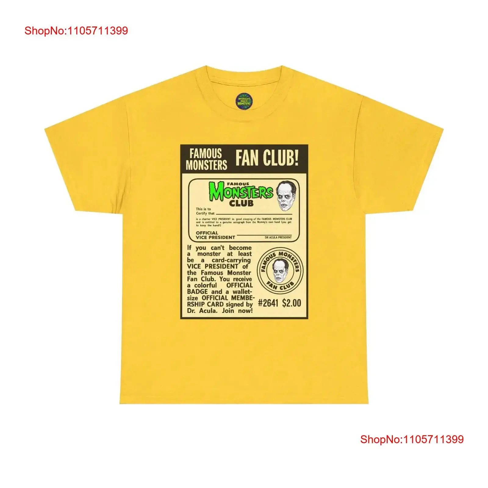 Famous Monsters Fan Club Ad T Shirt Universal Phantom Of The Opera long or short sleeves vintage Washed Top For Everyday Wear