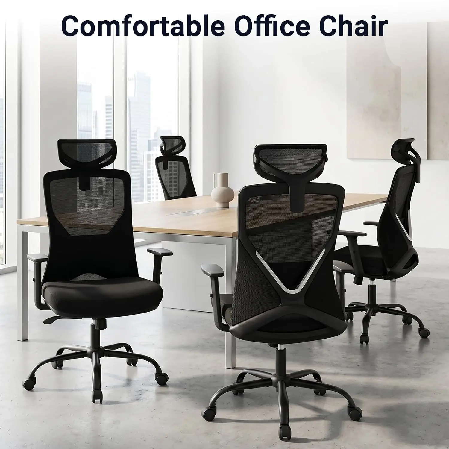 High Back Mesh Office Chair Ergonomic Support Adjustable Lumbar Wide Seat Heavy Duty Executive Work Desk, Customized