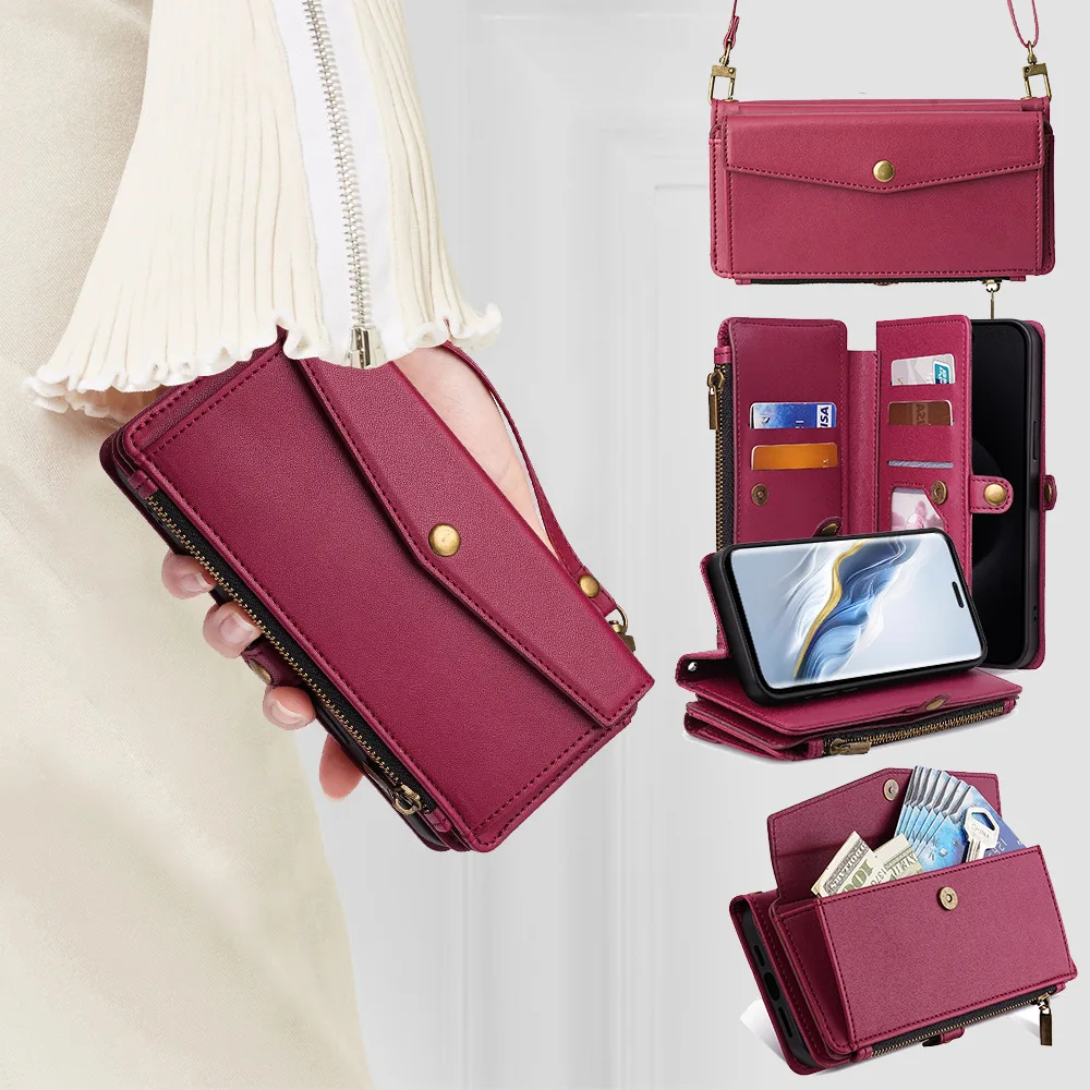 

Multi 6 Cards Wallet Case for Samsung Galaxy A23E A22E A20E A10E A52S A50S A40S A30S A23S Crossbody Leather Strap Flip Cover