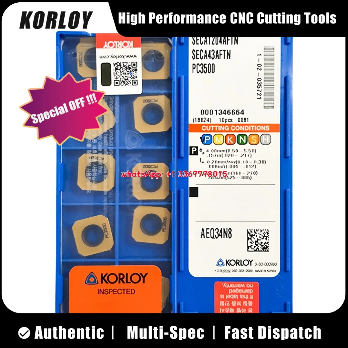 

KORLY Original SECA SECA 1204 AFTN PC230 PC3500 PC3700 Milling Insert 10pcs