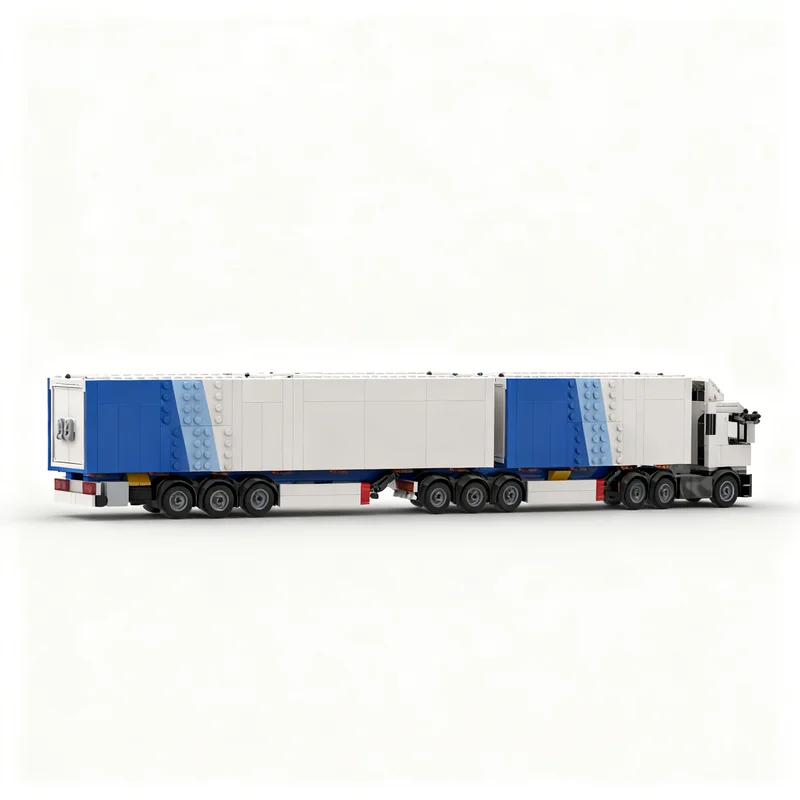 1096pcs MOC B Double Trailer&tractor City Cargo Model Building Blocks Christmas Gifts Toy Display Art Birthday DIY Collection