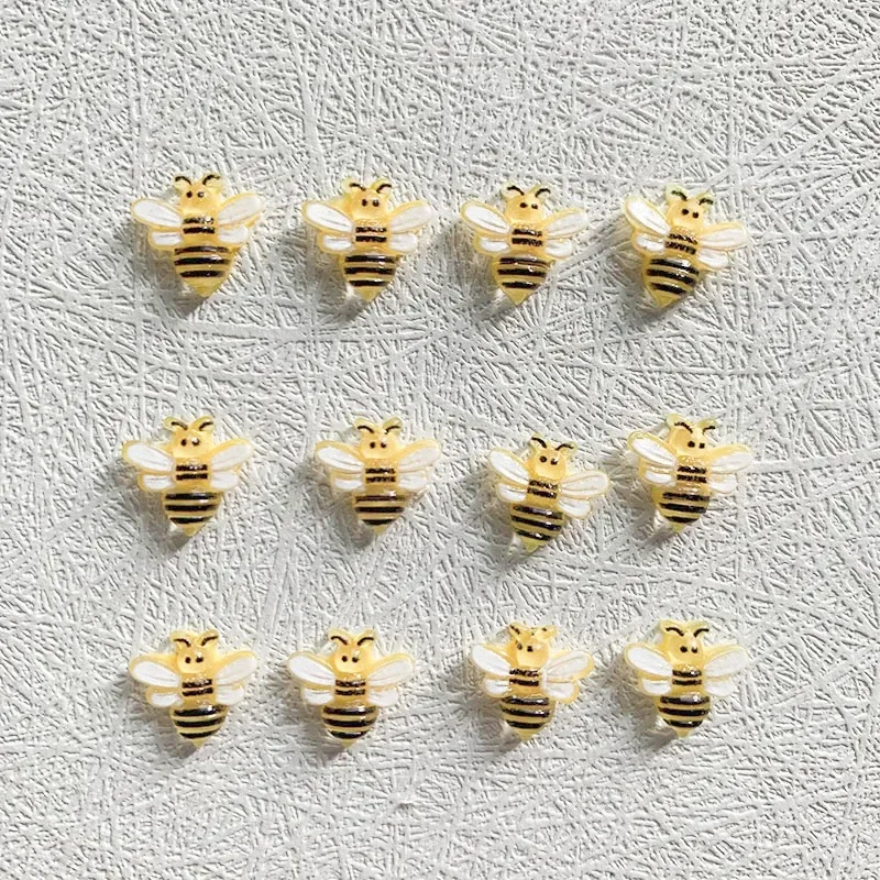 10pcs 3D Resin Mini Kawaii Bees Charm Nail Art Stickers New 2023 Scrapbooking Accessories DIY Embellishments Cabochon Stickets