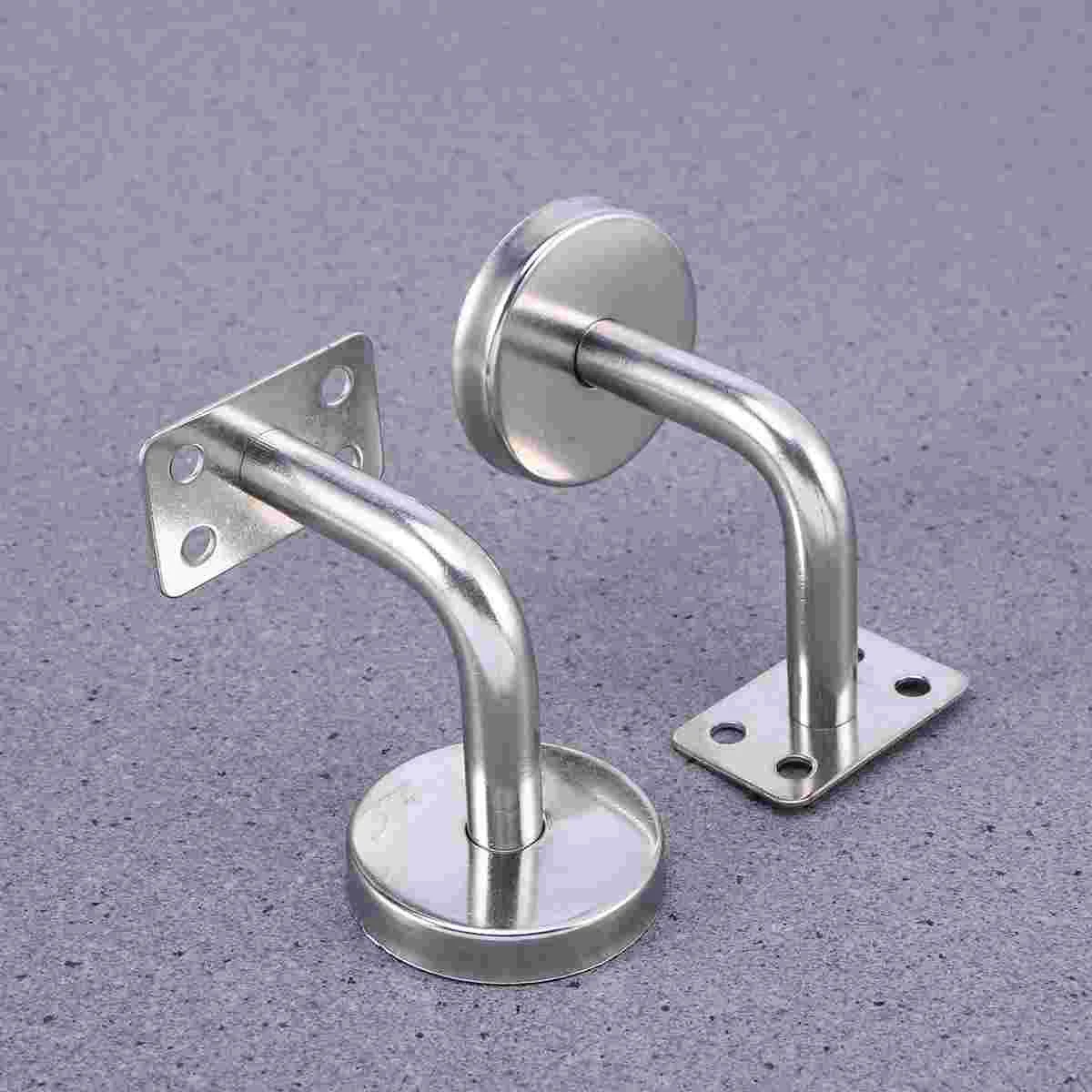 3 PCS Curtain Rod Brackets Armrest Bannister Bolt Stair Rail Silver Handrail Support