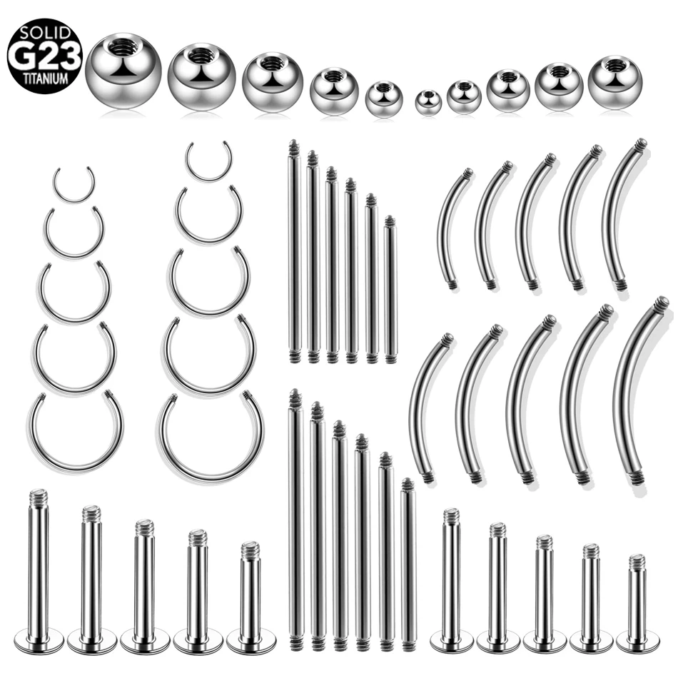10Pcs/Set Titanium Labret Screw Replacement Accessories Eyebrow Tongue Piercing Nose Ear Stud Industrial Barbell Body Jewerly