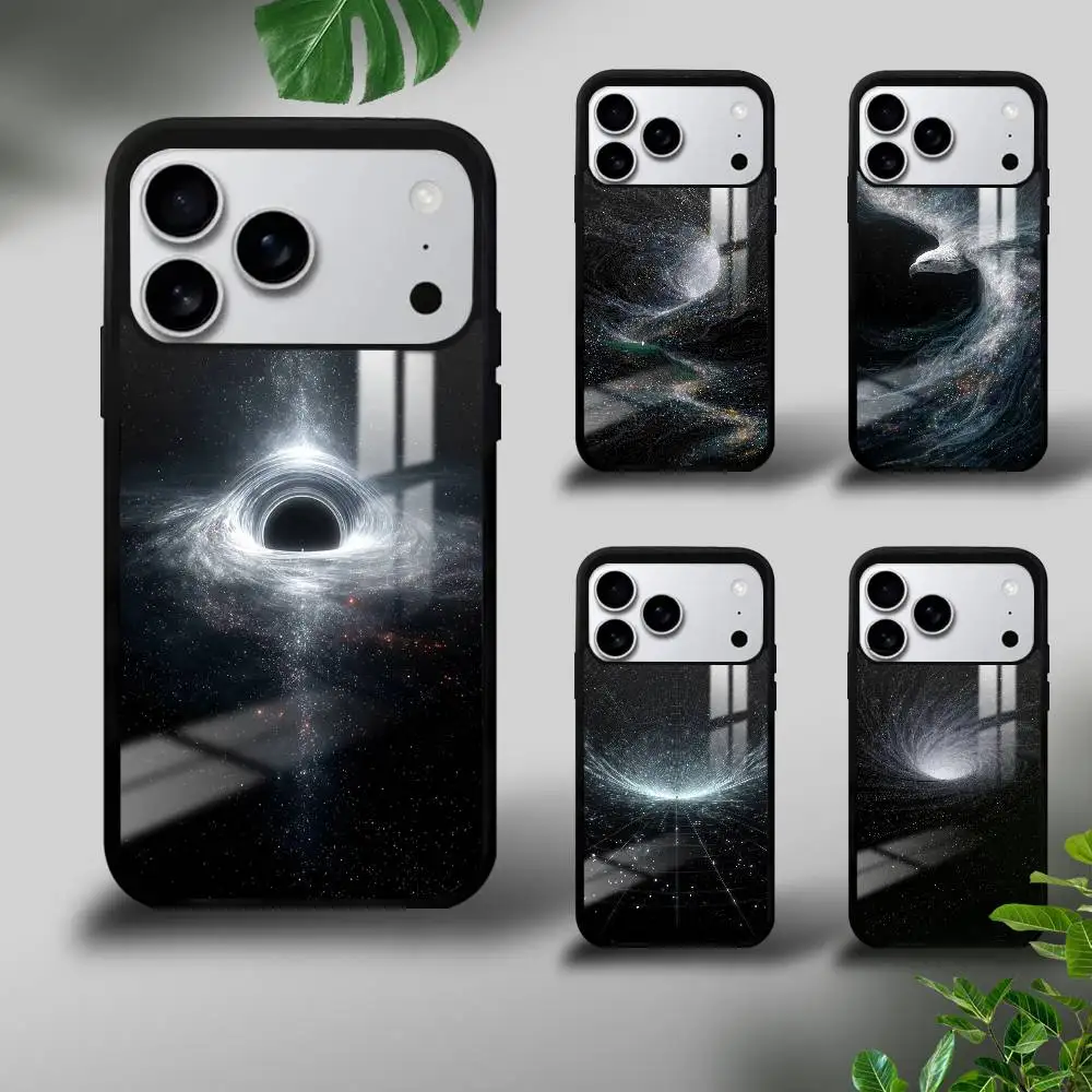 

Cosmic Black Hole Art Phone case For iPhone 17 16 15 14 13 12 11 Pro Max Mini Plus Hard Mirror Funda