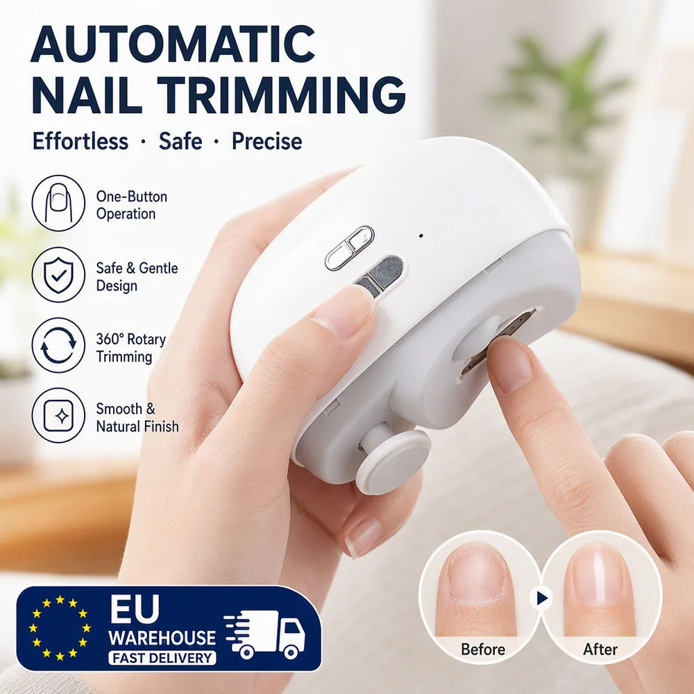 Lima elettrica per unghie, per uso su mani e piedi, 2 in 1: tronchesino e lucidatore, ricaricabile, kit portatile per manicure con luce LED, ideale per l’uso domestico.