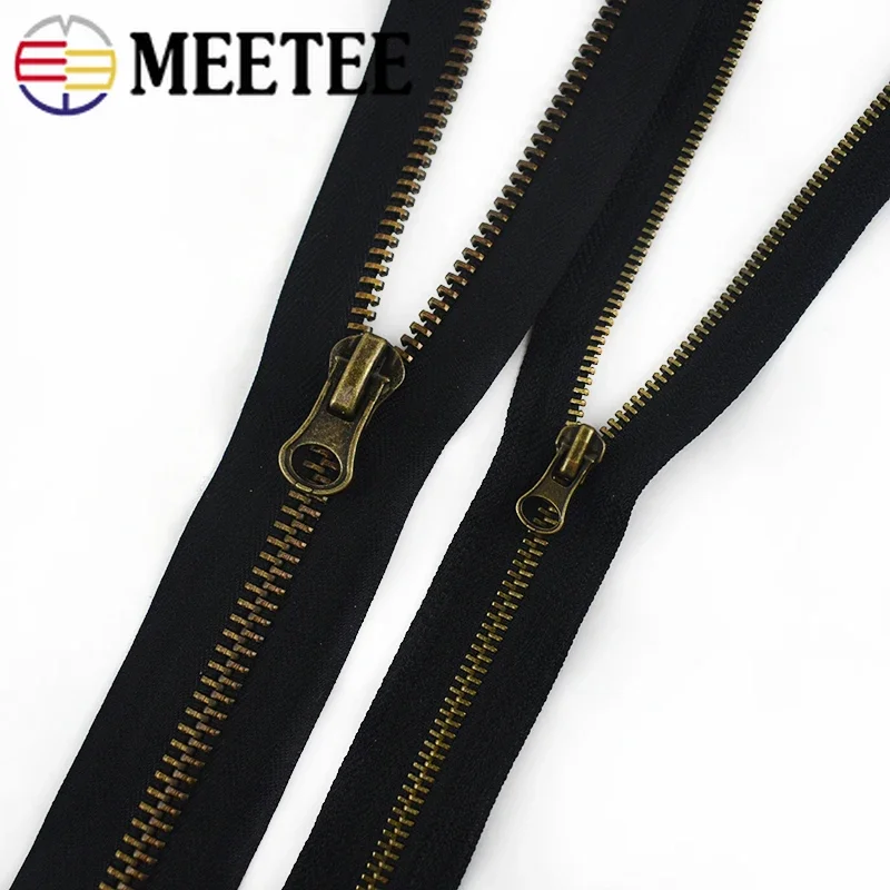 Meetee 10Pcs 3# 5# 8# Retro Bronze Zipper Slider for Metal Zippers Bag Jacket Zip Head DIY Clothes Sliders Puller Repair Fitting