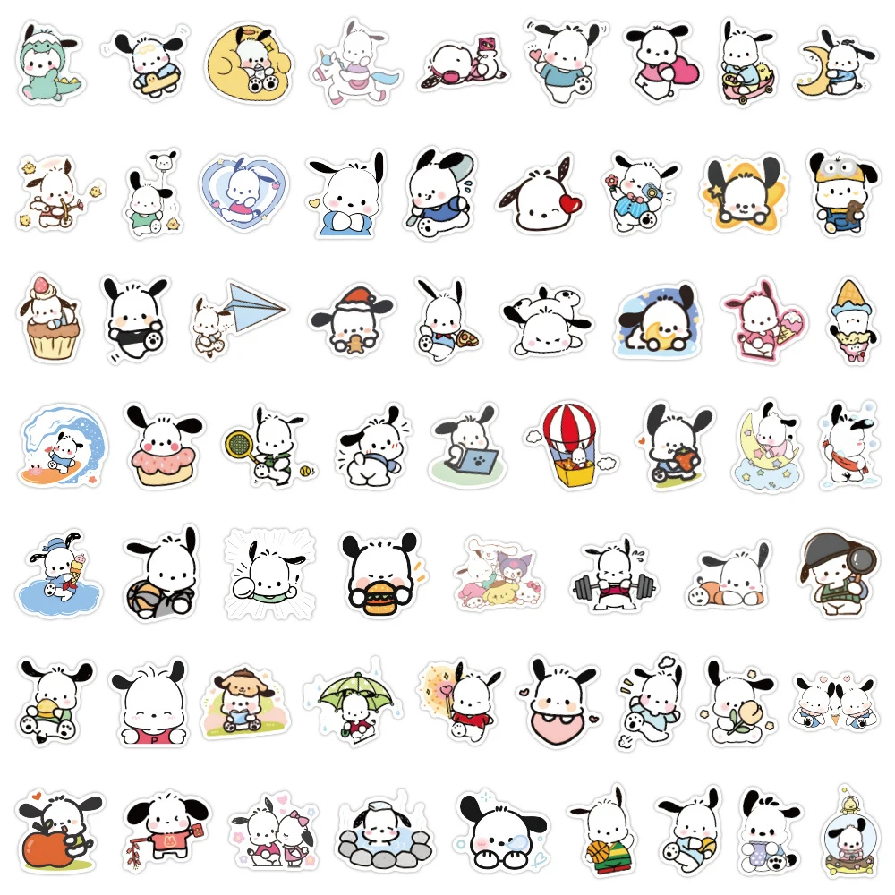 10/30/60/120pcs Sanrio Pochacco Cartoon Stickers for Kids Cute Graffiti Decal DIY Phone Water Bottle Suitcase Funny Sticker Toys